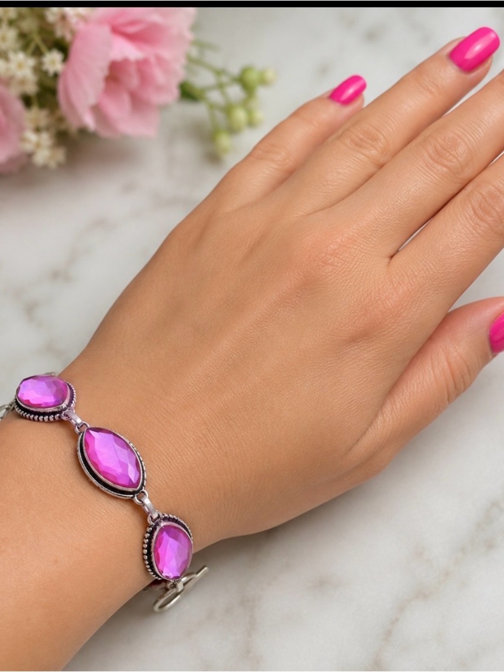 Rainbow Fire Topaz Gemstone Bracelet